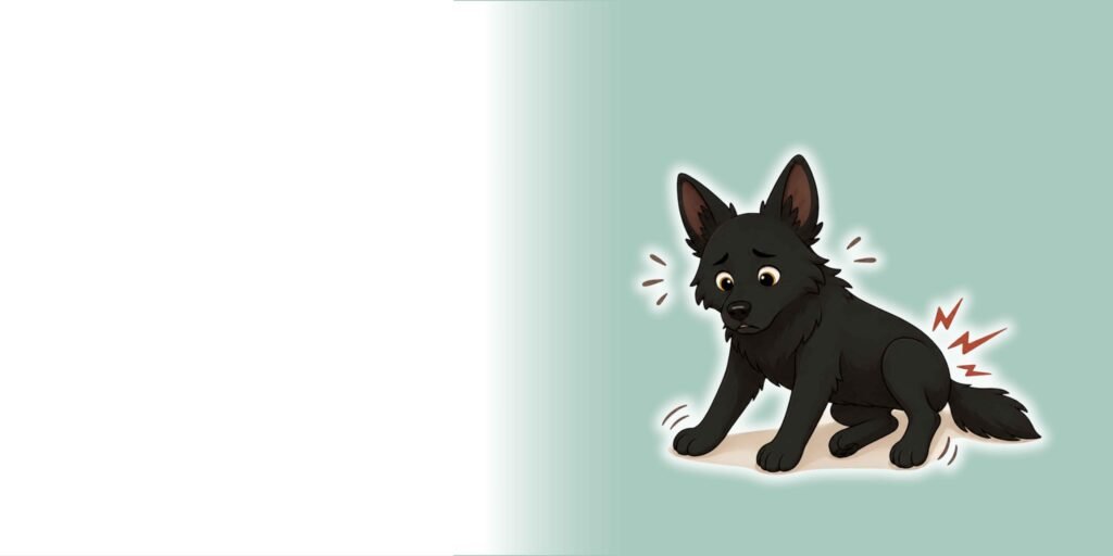 Chien ayant des difficultés à se relever en raison de douleurs articulaires